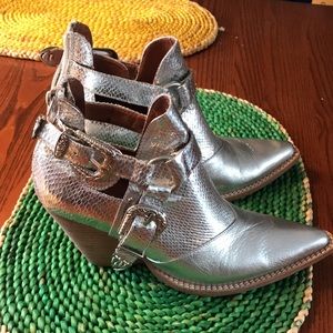 Jeffrey Campbell silver metallic booties